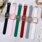 Casual square-shaped, elegant quartz silicone strap student watches. nowadaysfashion