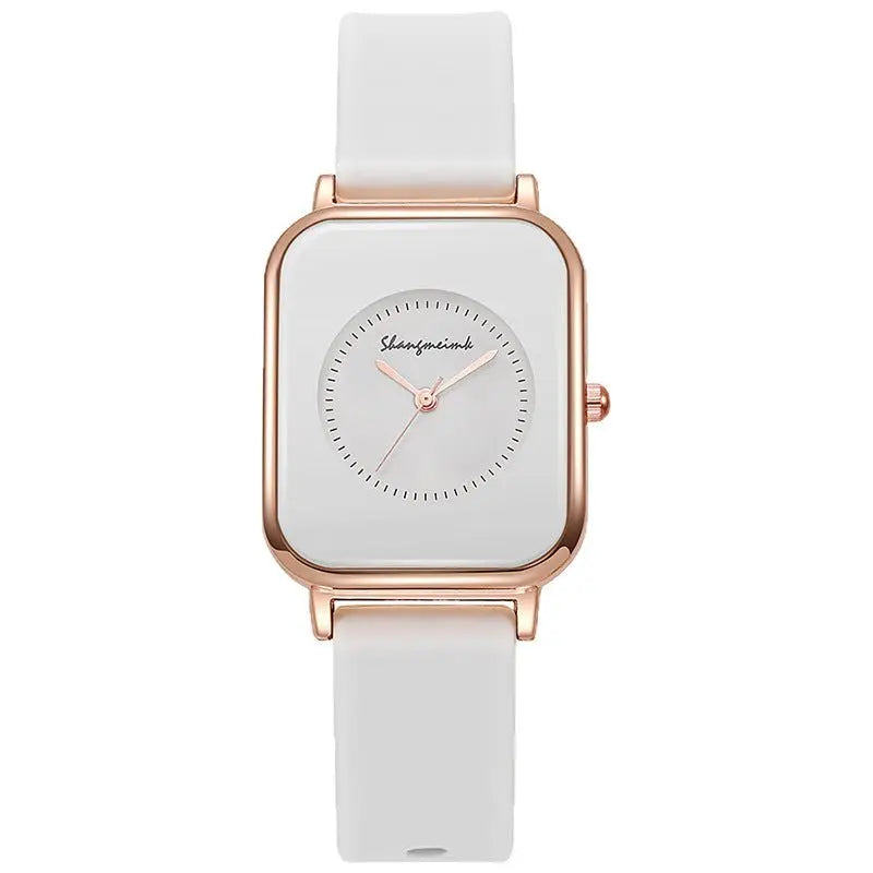 Casual square-shaped, elegant quartz silicone strap student watches. nowadaysfashion