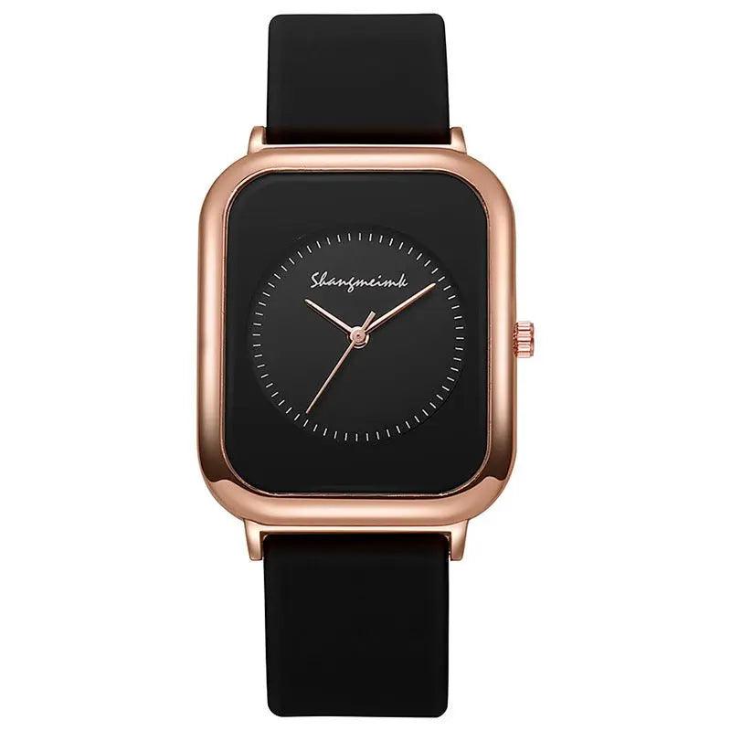 Casual square-shaped, elegant quartz silicone strap student watches. nowadaysfashion