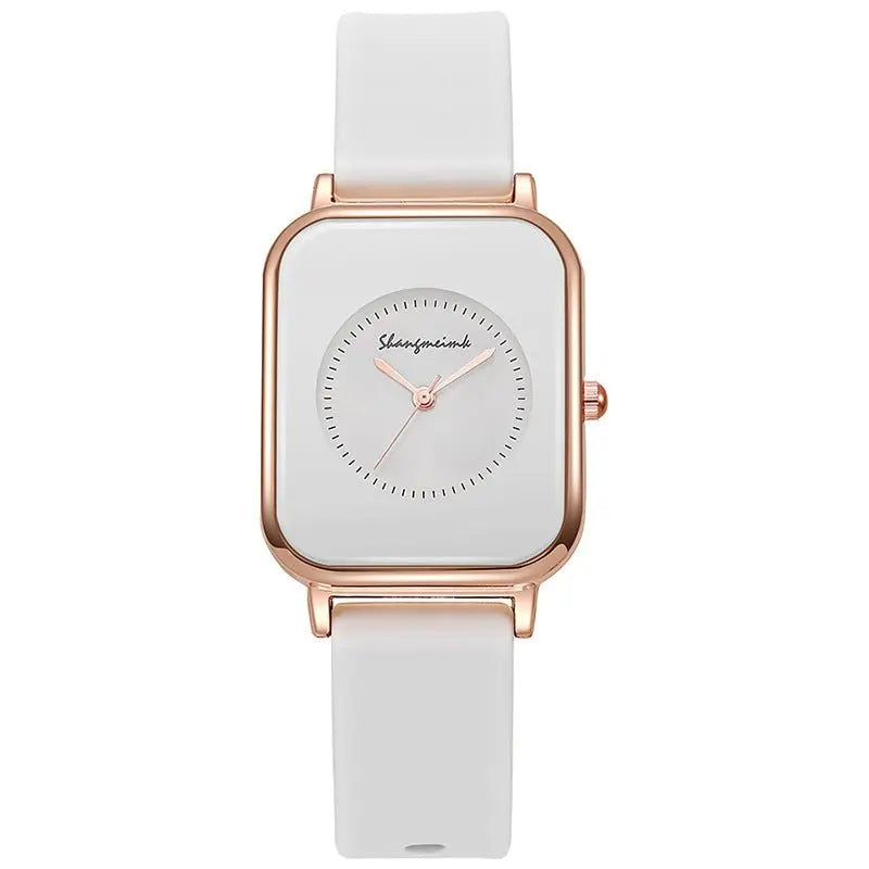 Casual square-shaped, elegant quartz silicone strap student watches. - Blade & Thread