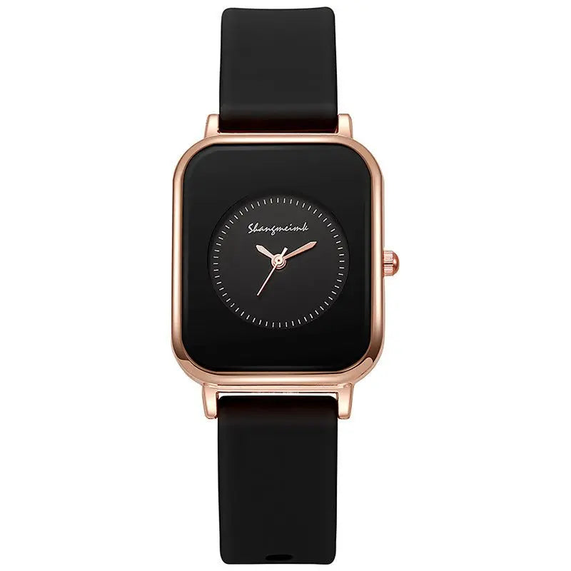 Casual square-shaped, elegant quartz silicone strap student watches. nowadaysfashion