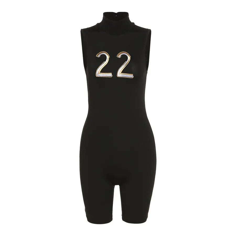 Casual Women Playsuit Summer New Casual Skinny Slim Stretch Print Letter Female Tracksuit - Blade & Thread