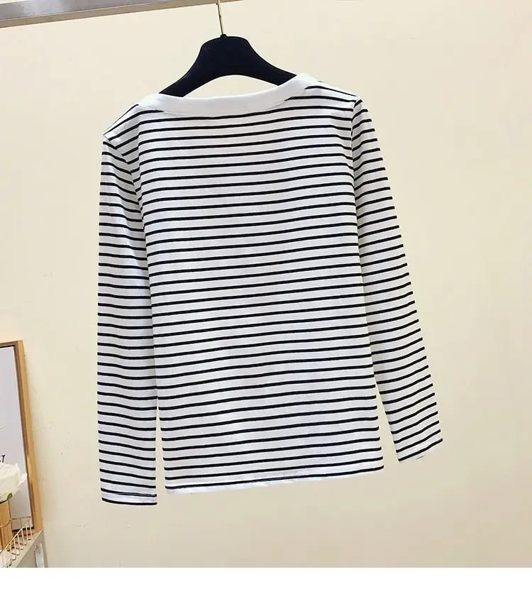 Casual Women T-Shirt Long Sleeve Style Slim Basic Cotton Tshirt Top Womens Clothing - Blade & Thread