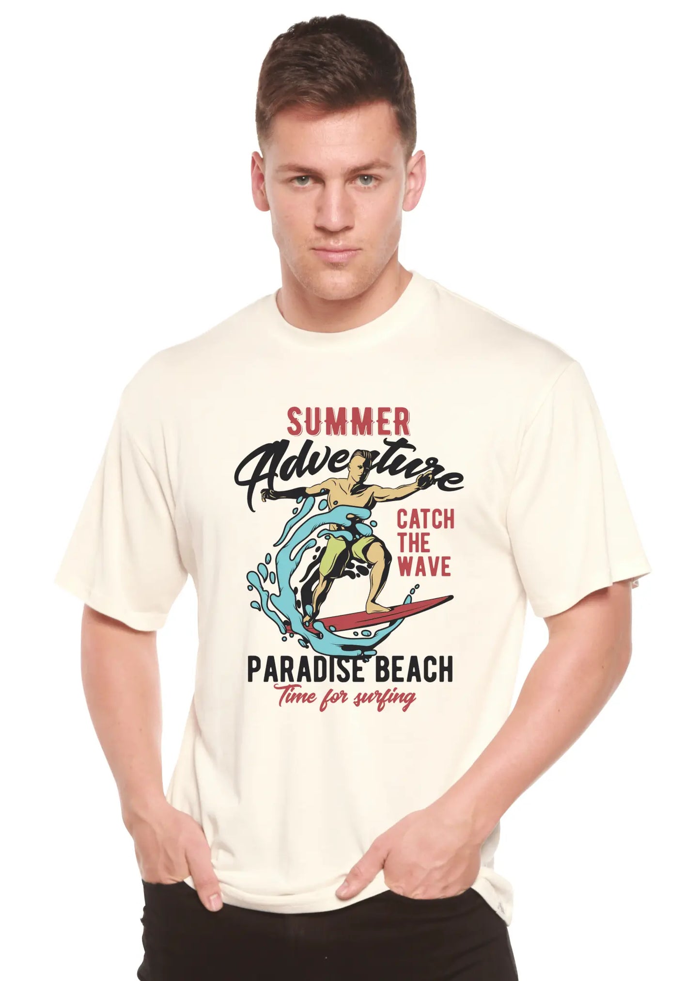 Catch The Wave Men's Bamboo Viscose/Organic Cotton Short Sleeve Graphic T-Shirt - Blade & Thread
