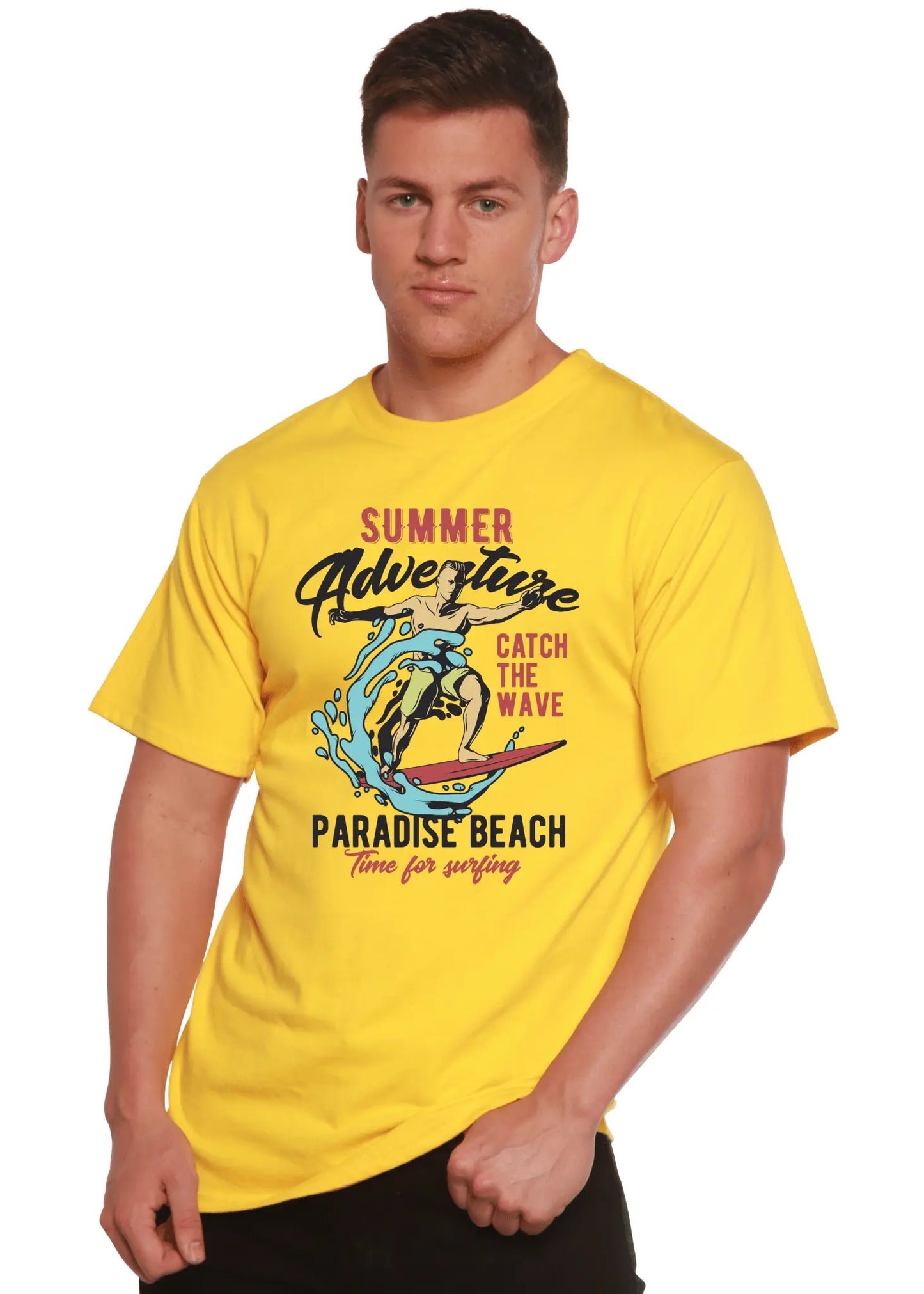 Catch The Wave Men's Bamboo Viscose/Organic Cotton Short Sleeve Graphic T-Shirt - Blade & Thread