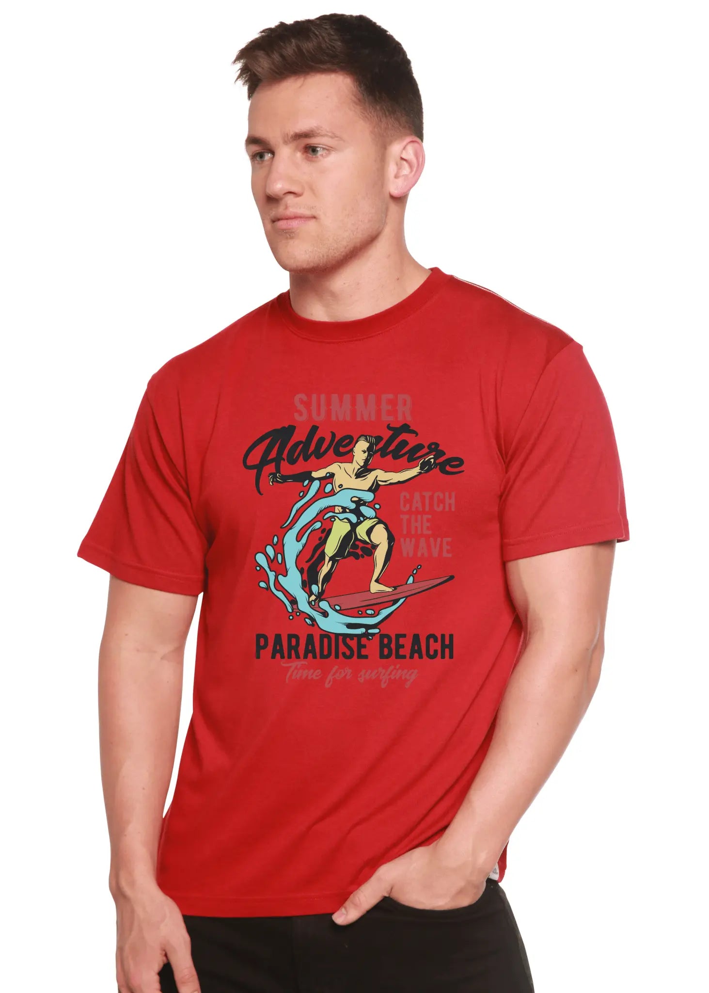 Catch The Wave Men's Bamboo Viscose/Organic Cotton Short Sleeve Graphic T-Shirt - Blade & Thread