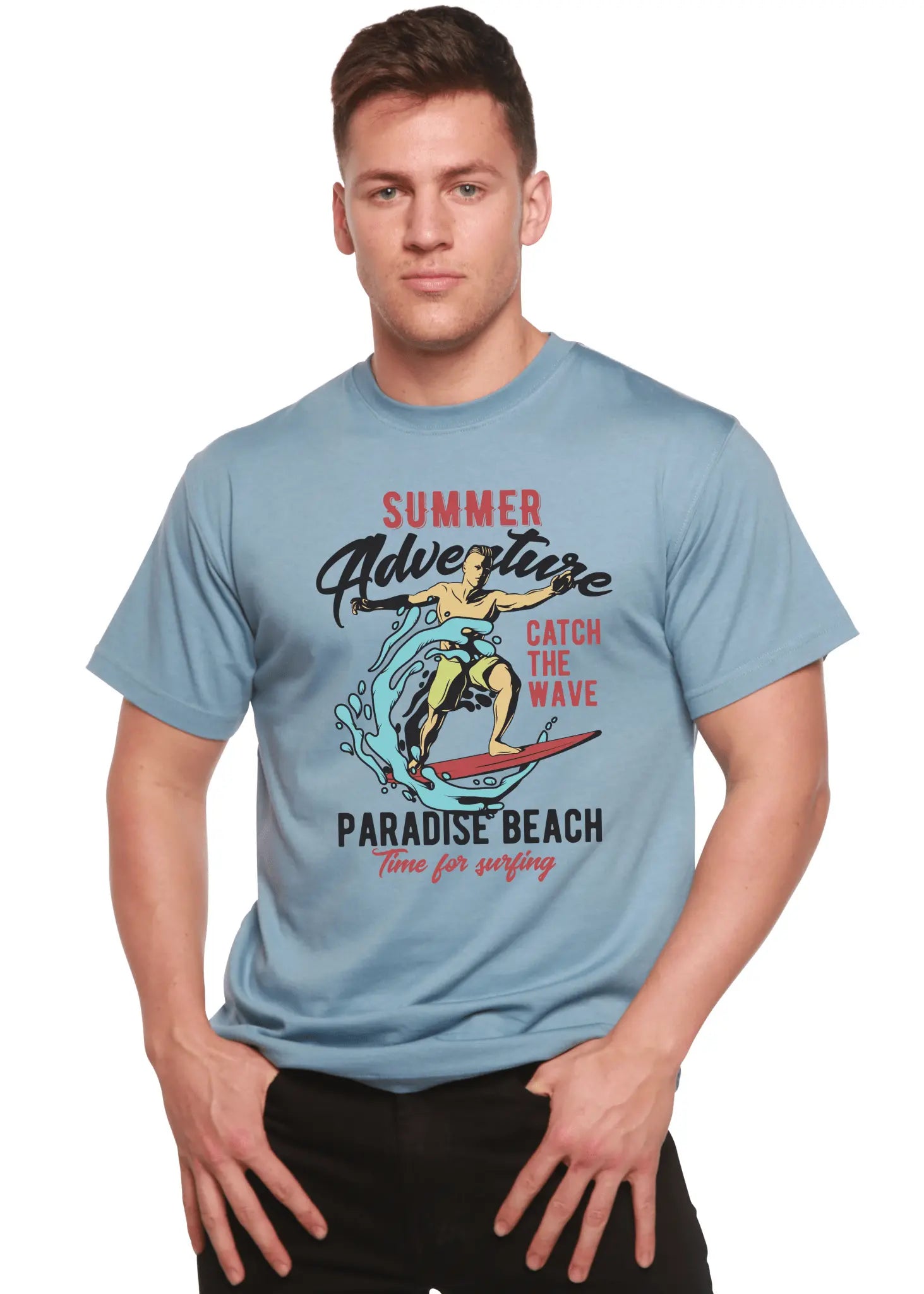 Catch The Wave Men's Bamboo Viscose/Organic Cotton Short Sleeve Graphic T-Shirt - Blade & Thread