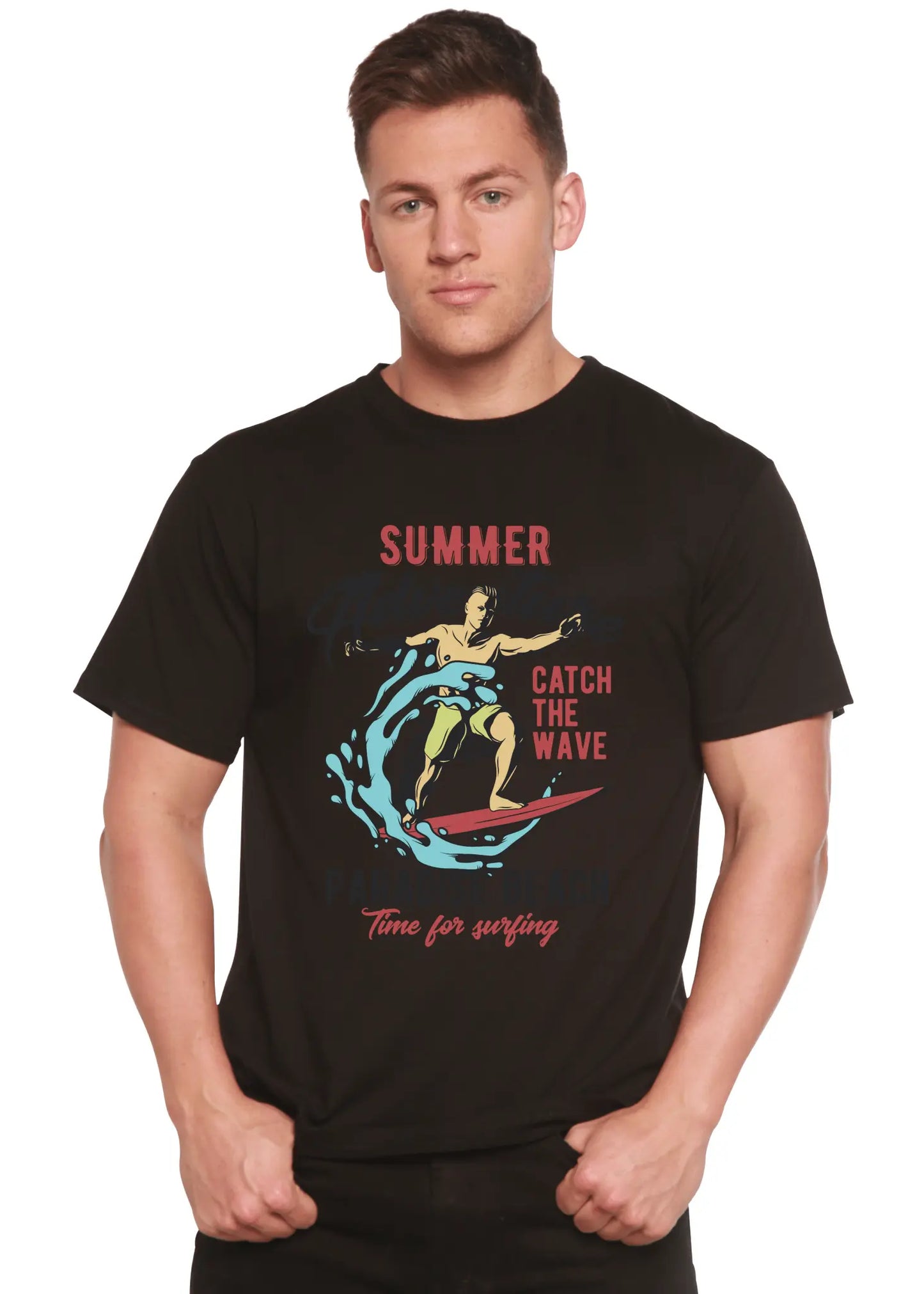 Catch The Wave Men's Bamboo Viscose/Organic Cotton Short Sleeve Graphic T-Shirt - Blade & Thread