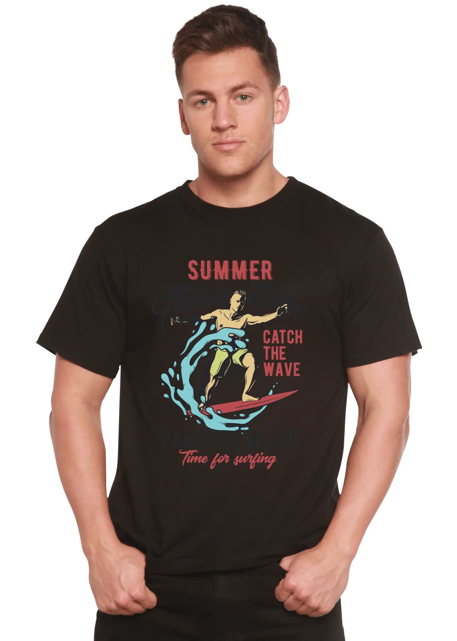 Catch The Wave Men's Bamboo Viscose/Organic Cotton Short Sleeve Graphic T-Shirt - Blade & Thread