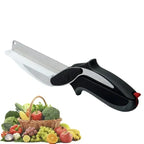 Slim Stainless Steel Kitchen Food Cutter Scissors With Integrated Cutting Board Blade & Thread