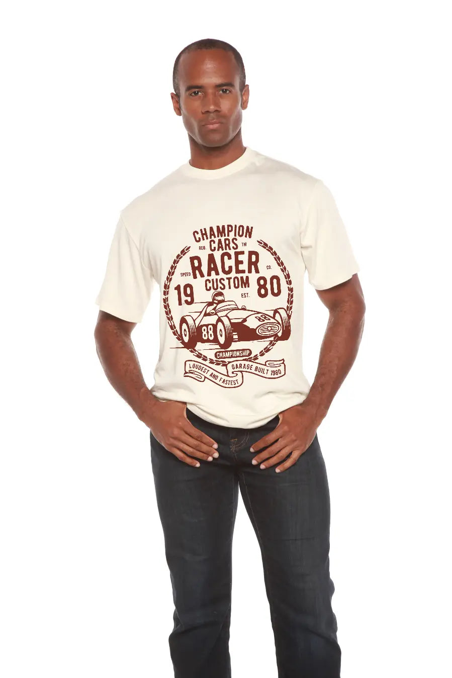 Champions Cars Men's Bamboo Viscose/Organic Cotton Short Sleeve Graphic T-Shirt Spun Bamboo