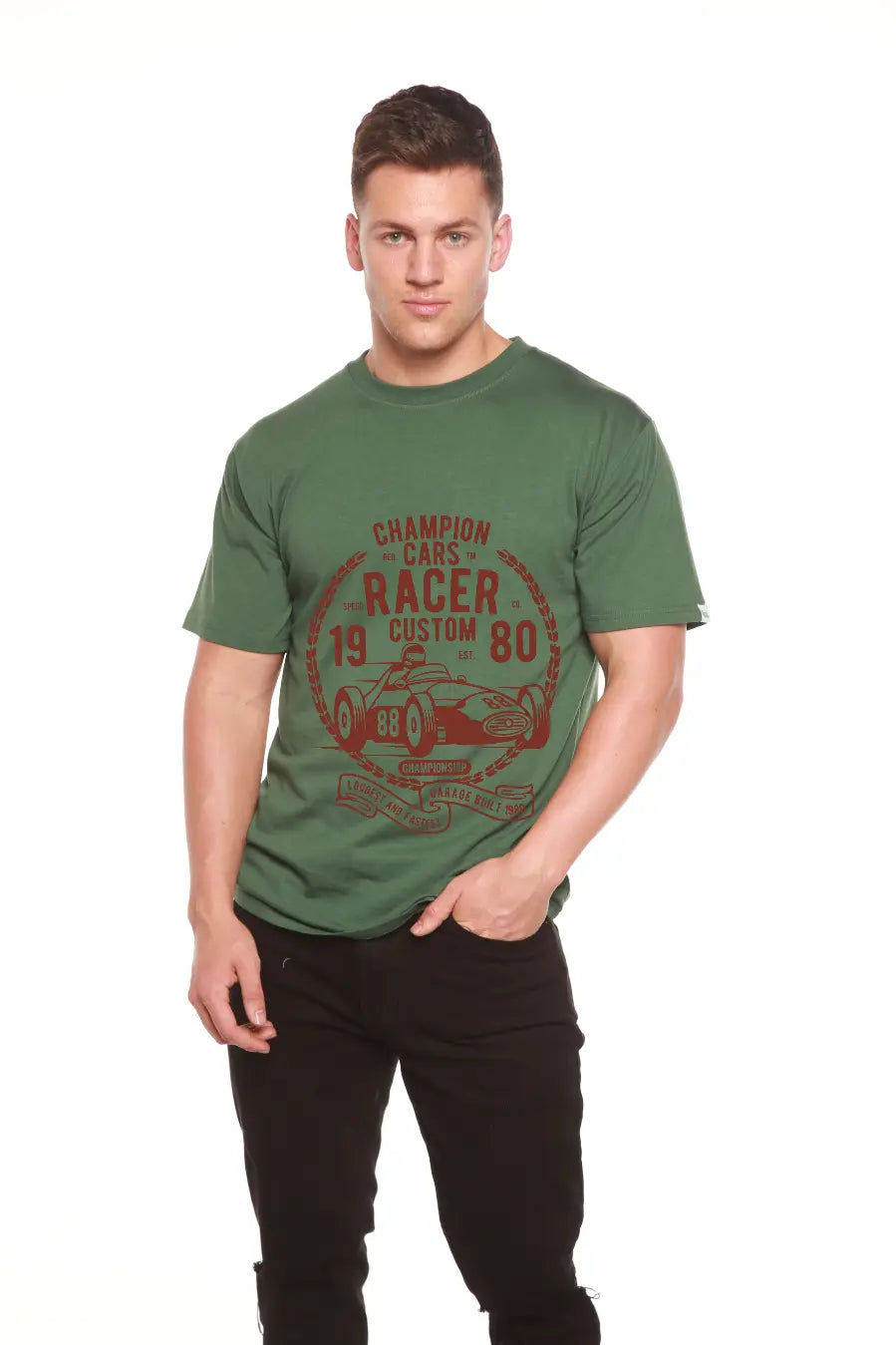 Champions Cars Men's Bamboo Viscose/Organic Cotton Short Sleeve Graphic T-Shirt Spun Bamboo