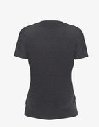 Charcoal-black Heather Wonder V-Neck top for women by SpectraUSA, shown from the back. Soft, comfortable knit fabric.
