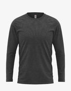 Men's charcoal heather long sleeve T-shirt by SpectraUSA, front view showing casual fit and fabric texture.