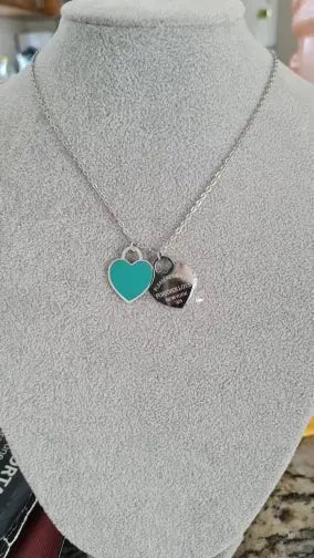 Charm Women Double Love Oil Drip Enamel Necklace Fashion Pendant Valentines Gift For Girls - Blade & Thread
