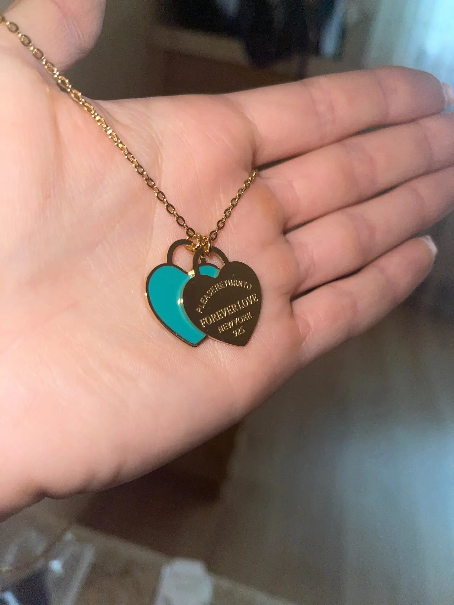 Charm Women Double Love Oil Drip Enamel Necklace Fashion Pendant Valentines Gift For Girls - Blade & Thread