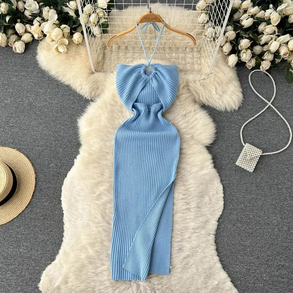 Chic Fashion Sexy Package Hips Split Knitted Summer Dress nowadaysfashion