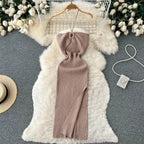 Chic Fashion Sexy Package Hips Split Knitted Summer Dress nowadaysfashion