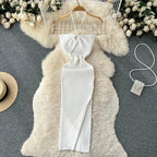 Chic Fashion Sexy Package Hips Split Knitted Summer Dress nowadaysfashion