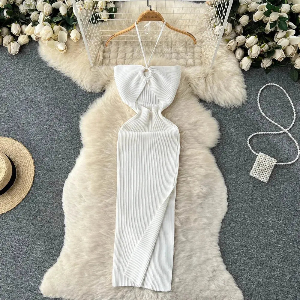 Chic Fashion Sexy Package Hips Split Knitted Summer Dress nowadaysfashion