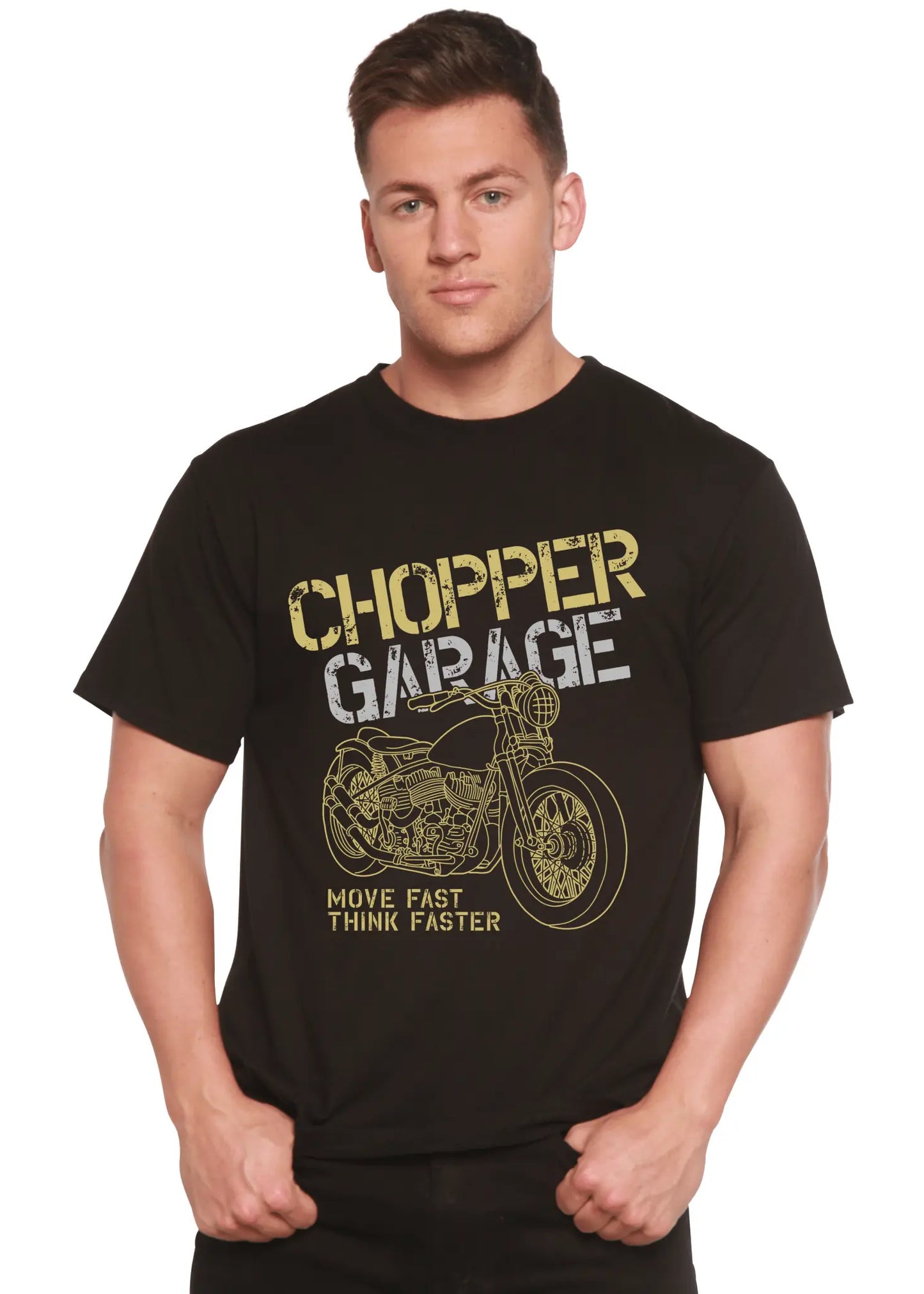 Chopper Garage Men's Bamboo Viscose/Organic Cotton Short Sleeve Graphic T-Shirt - Blade & Thread