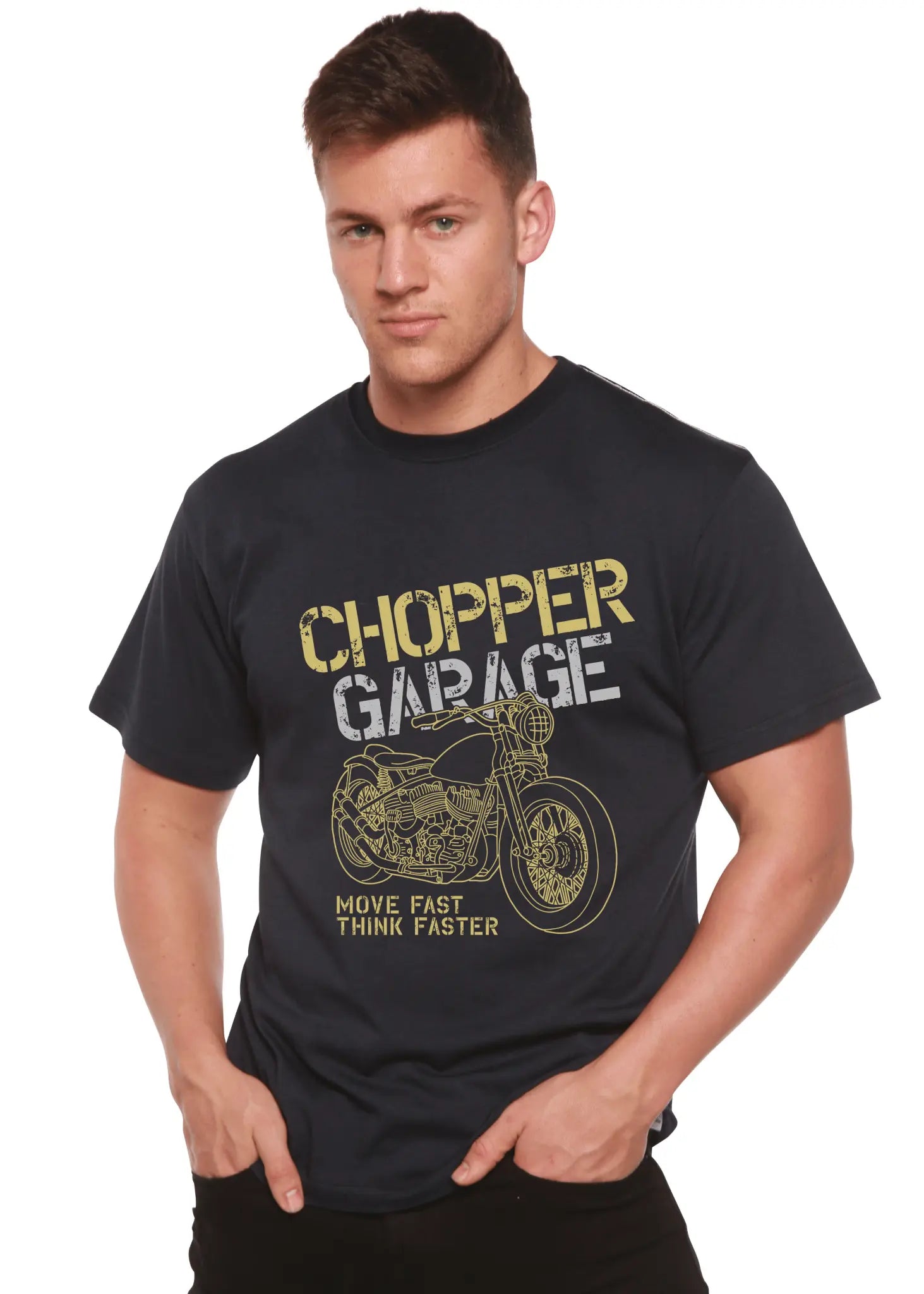 Chopper Garage Men's Bamboo Viscose/Organic Cotton Short Sleeve Graphic T-Shirt - Blade & Thread