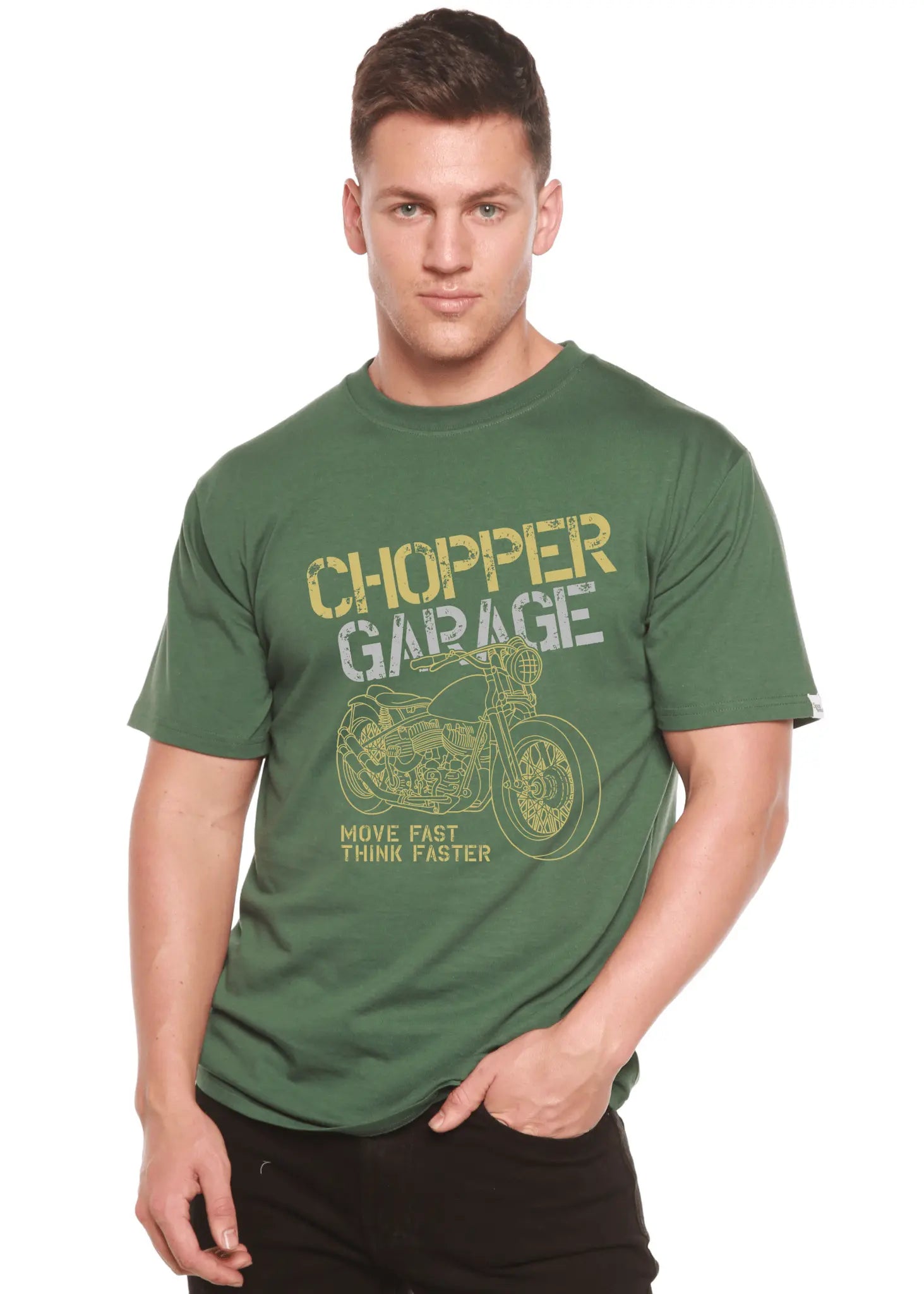 Chopper Garage Men's Bamboo Viscose/Organic Cotton Short Sleeve Graphic T-Shirt - Blade & Thread