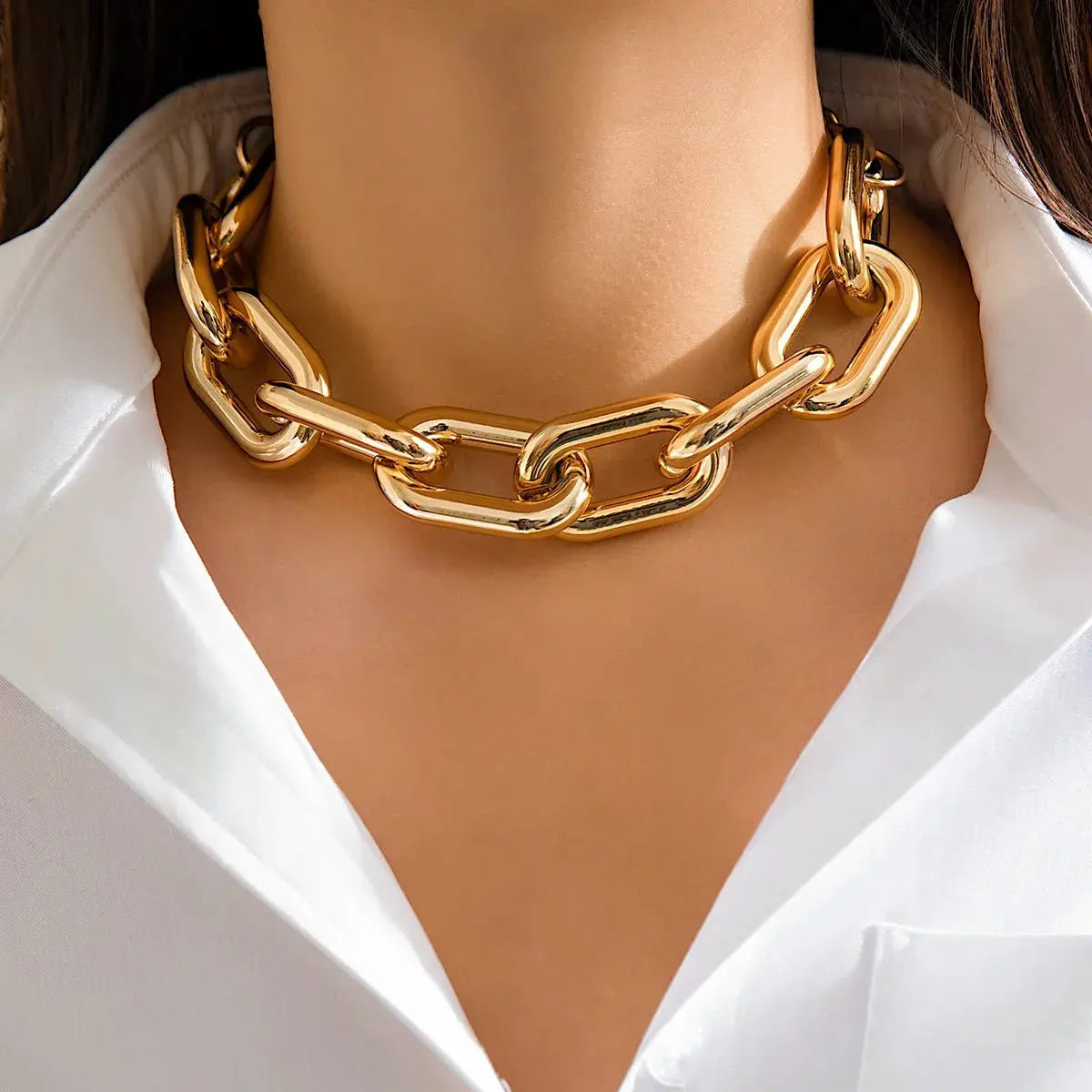 Chunky Silver Necklace Exaggerated Cross Chain - Blade & Thread