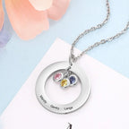 Circle Necklace with 1-3 Birthstones Custom Round Pendant Name Necklace nowadaysfashion