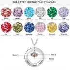Circle Necklace with 1-3 Birthstones Custom Round Pendant Name Necklace nowadaysfashion