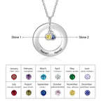 Circle Necklace with 1-3 Birthstones Custom Round Pendant Name Necklace nowadaysfashion