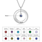 Circle Necklace with 1-3 Birthstones Custom Round Pendant Name Necklace nowadaysfashion