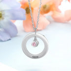 Circle Necklace with 1-3 Birthstones Custom Round Pendant Name Necklace nowadaysfashion