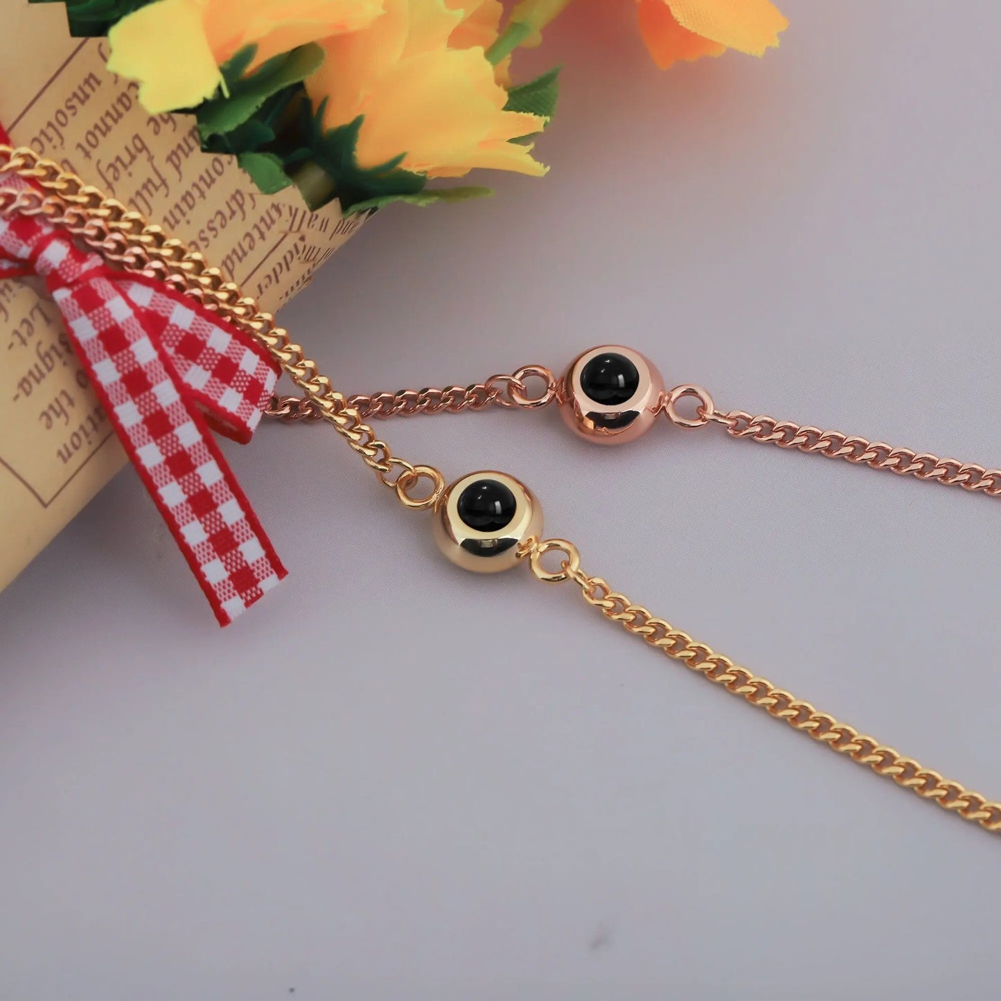 Circle Photo Projection Bracelets Personalized Custom Photo Bracelet Memorial Gift - Blade & Thread