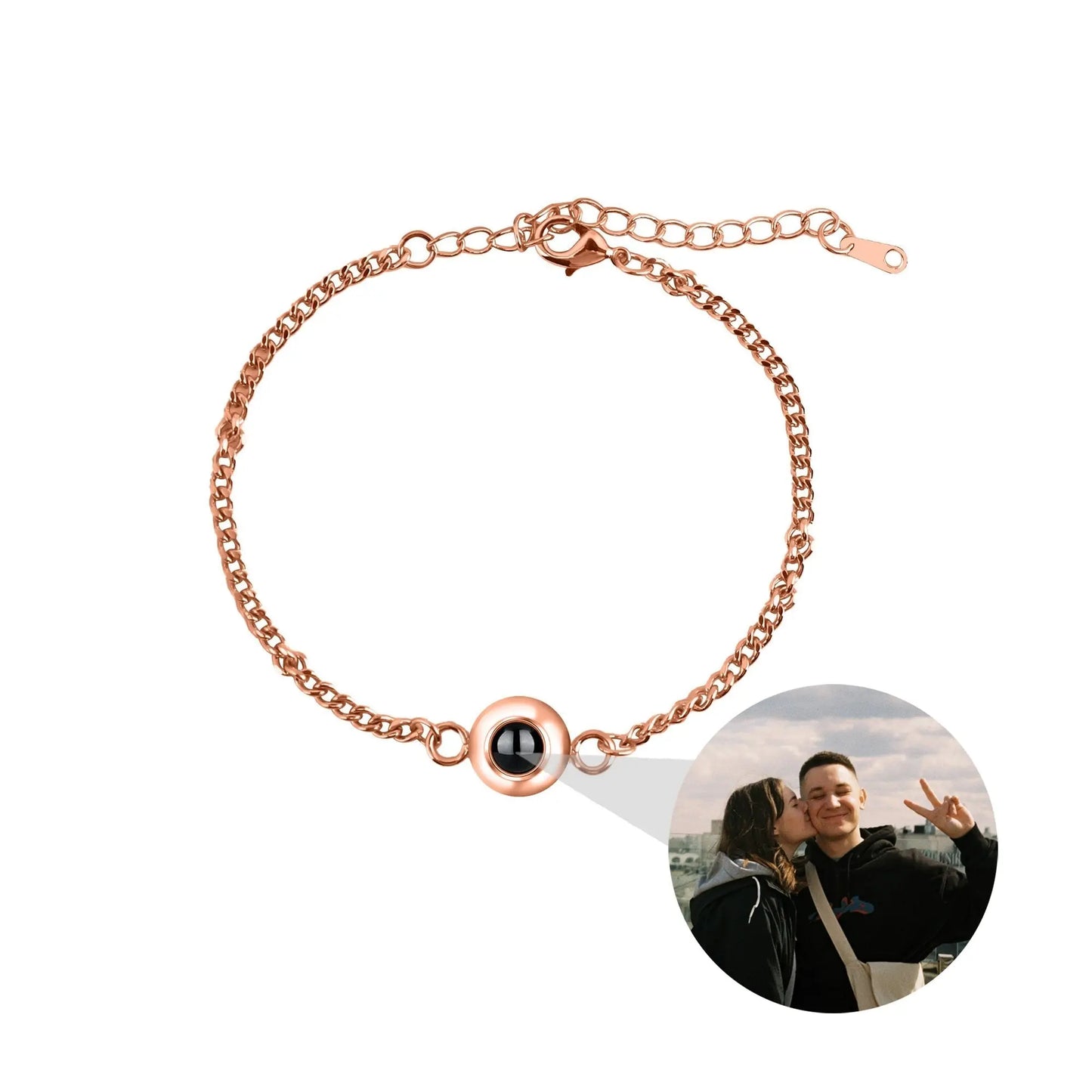 Circle Photo Projection Bracelets Personalized Custom Photo Bracelet Memorial Gift - Blade & Thread