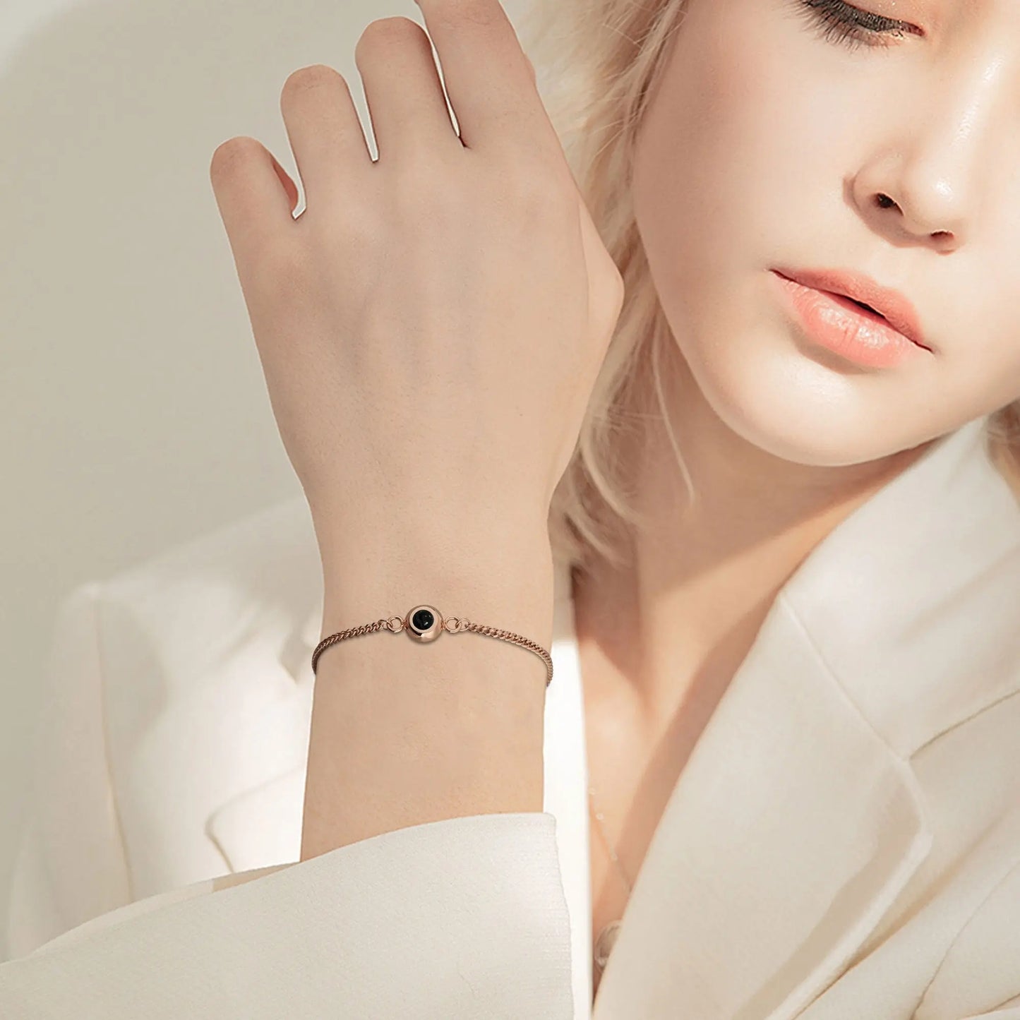 Circle Photo Projection Bracelets Personalized Custom Photo Bracelet Memorial Gift - Blade & Thread