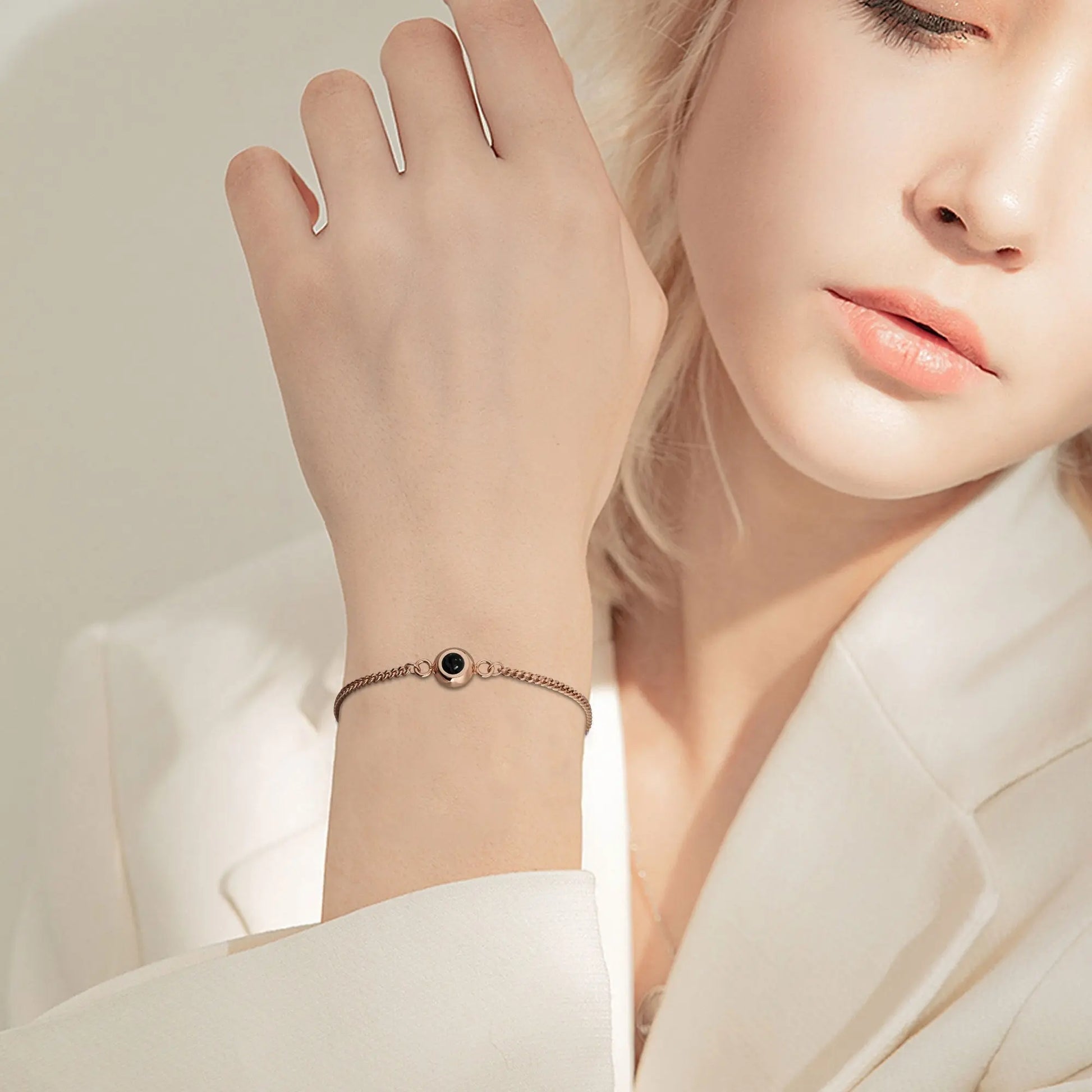 Circle Photo Projection Bracelets Personalized Custom Photo Bracelet Memorial Gift - Blade & Thread