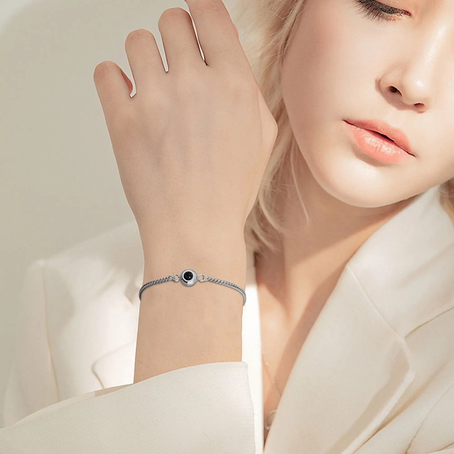 Circle Photo Projection Bracelets Personalized Custom Photo Bracelet Memorial Gift - Blade & Thread