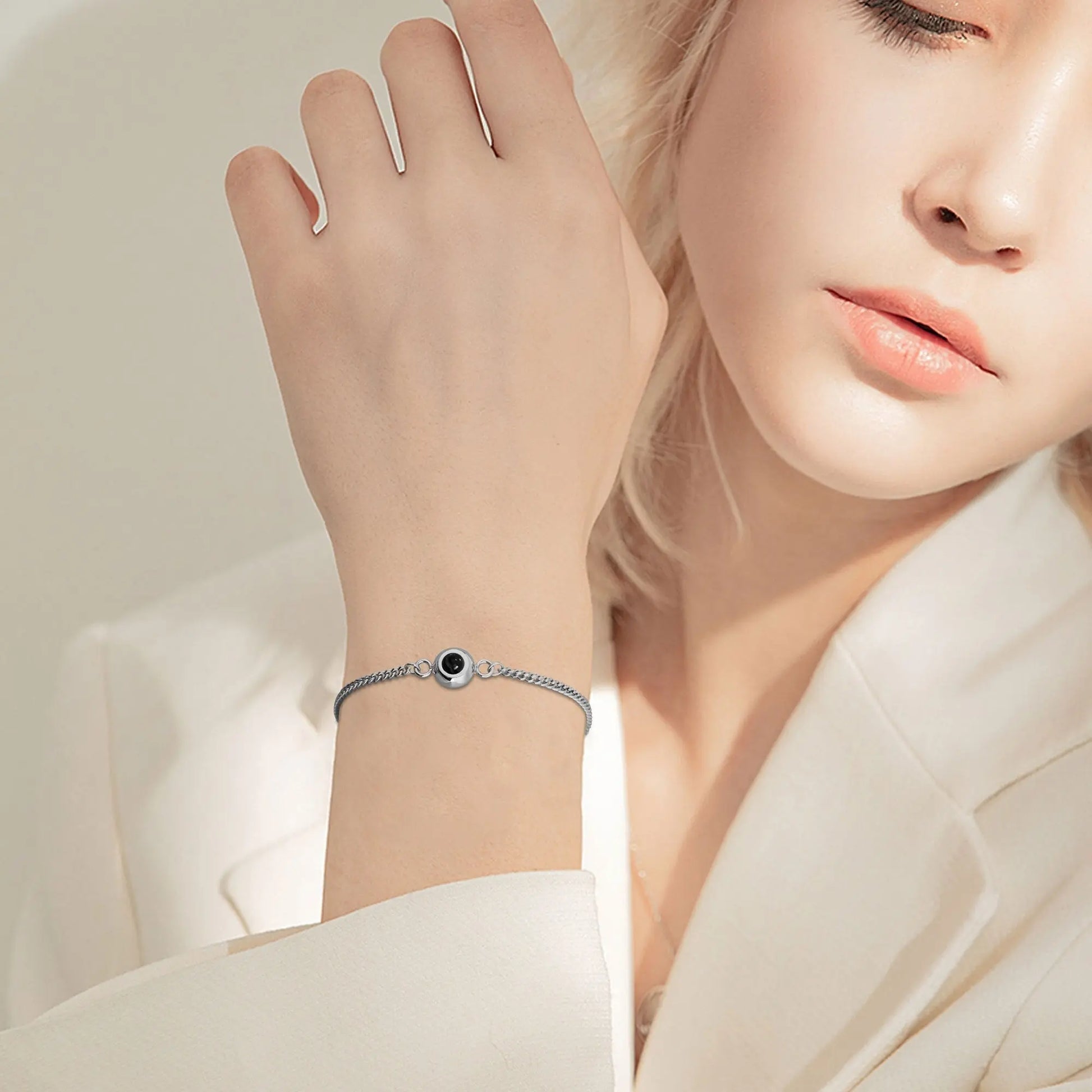 Circle Photo Projection Bracelets Personalized Custom Photo Bracelet Memorial Gift - Blade & Thread