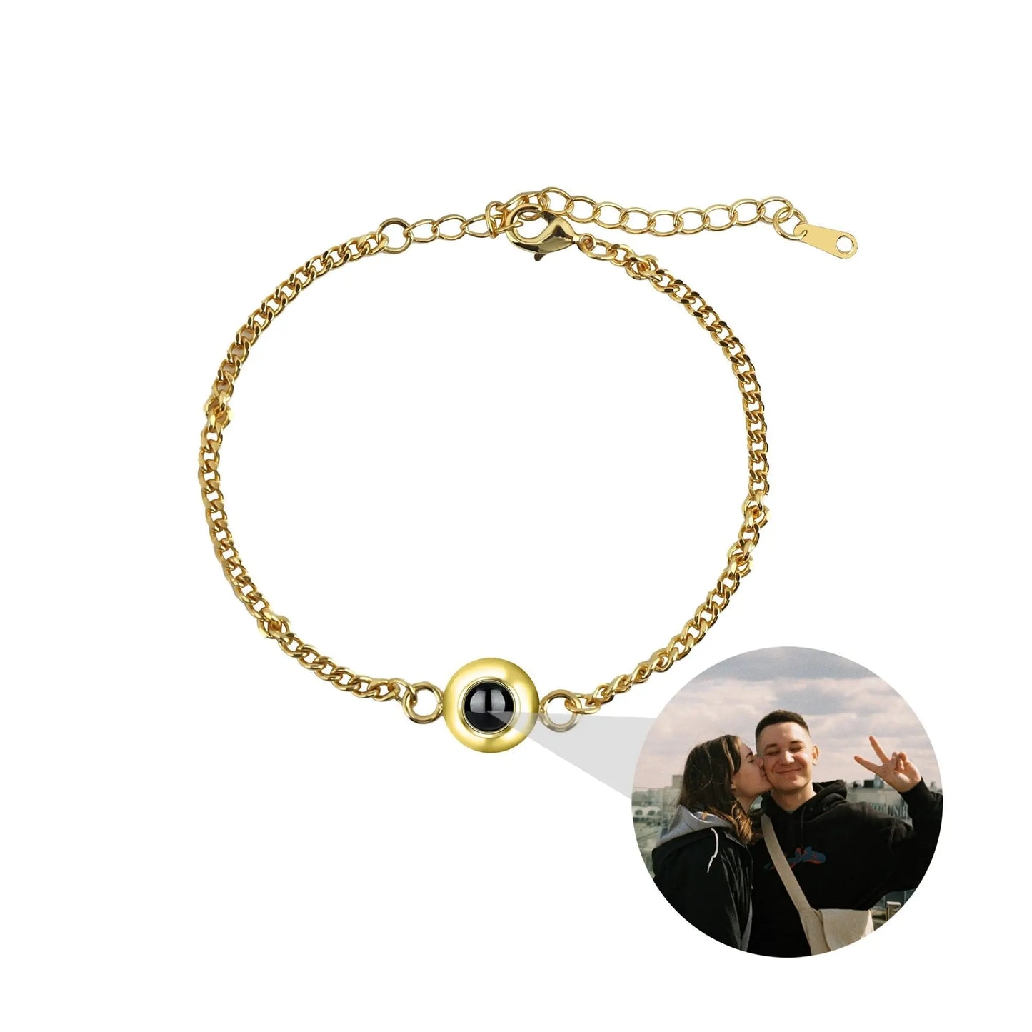 Circle Photo Projection Bracelets Personalized Custom Photo Bracelet Memorial Gift - Blade & Thread