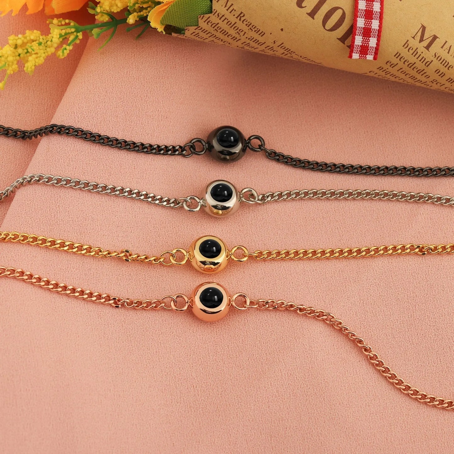 Circle Photo Projection Bracelets Personalized Custom Photo Bracelet Memorial Gift - Blade & Thread