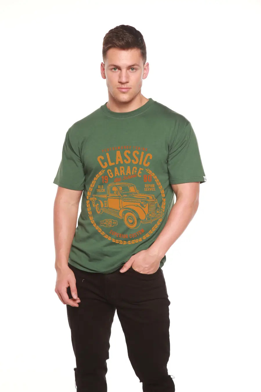 Classic Garage Men's Bamboo Viscose/Organic Cotton Short Sleeve Graphic T-Shirt Spun Bamboo
