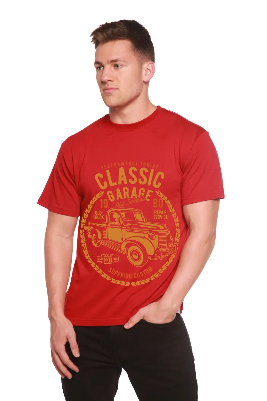 Classic Garage Men's Bamboo Viscose/Organic Cotton Short Sleeve Graphic T-Shirt Spun Bamboo