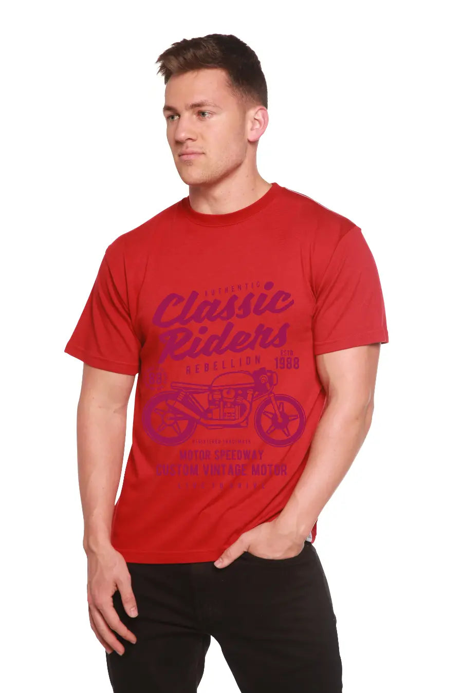 Classic Riders Men's Bamboo Viscose/Organic Cotton Short Sleeve Graphic T-Shirt Spun Bamboo