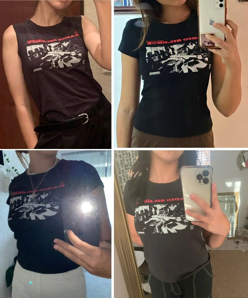 Classic Rock Graphic T Shirt Women Summer Round Neck Short Sleeve Cotton T Shirt - Blade & Thread
