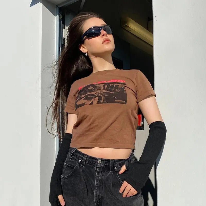 Classic Rock Graphic T Shirt Women Summer Round Neck Short Sleeve Cotton T Shirt - Blade & Thread