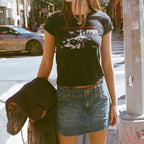 Classic Rock Graphic T Shirt Women Summer Round Neck Short Sleeve Cotton T Shirt nowadaysfashion