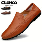 CLOHOO Men's Business Casual Shoes Leather Stitching Comfortable Breathable Rubber Bottom Second Layer Cowhide Shop1104550013 Store
