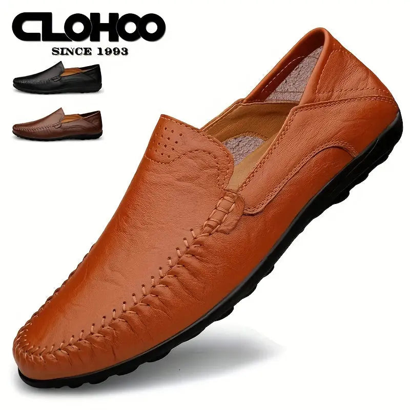 CLOHOO Men's Business Casual Shoes Leather Stitching Comfortable Breathable Rubber Bottom Second Layer Cowhide Shop1104550013 Store