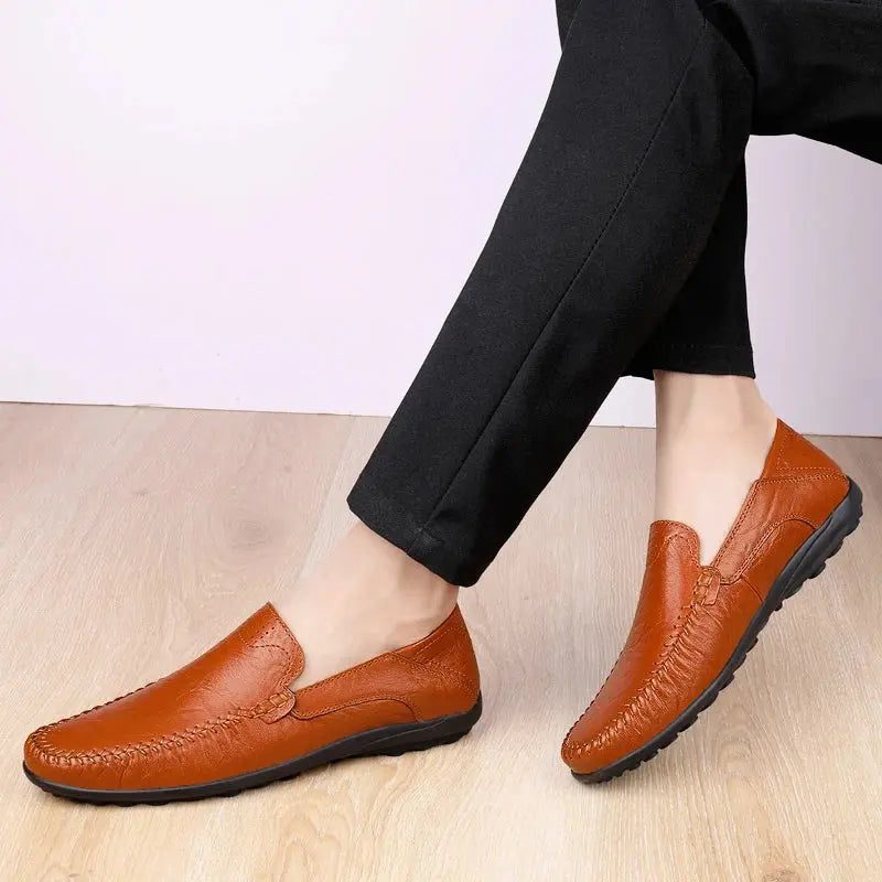 CLOHOO Men's Business Casual Shoes Leather Stitching Comfortable Breathable Rubber Bottom Second Layer Cowhide Shop1104550013 Store